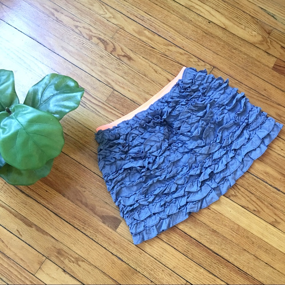 J. Crew Denim Ruffle Skirt
